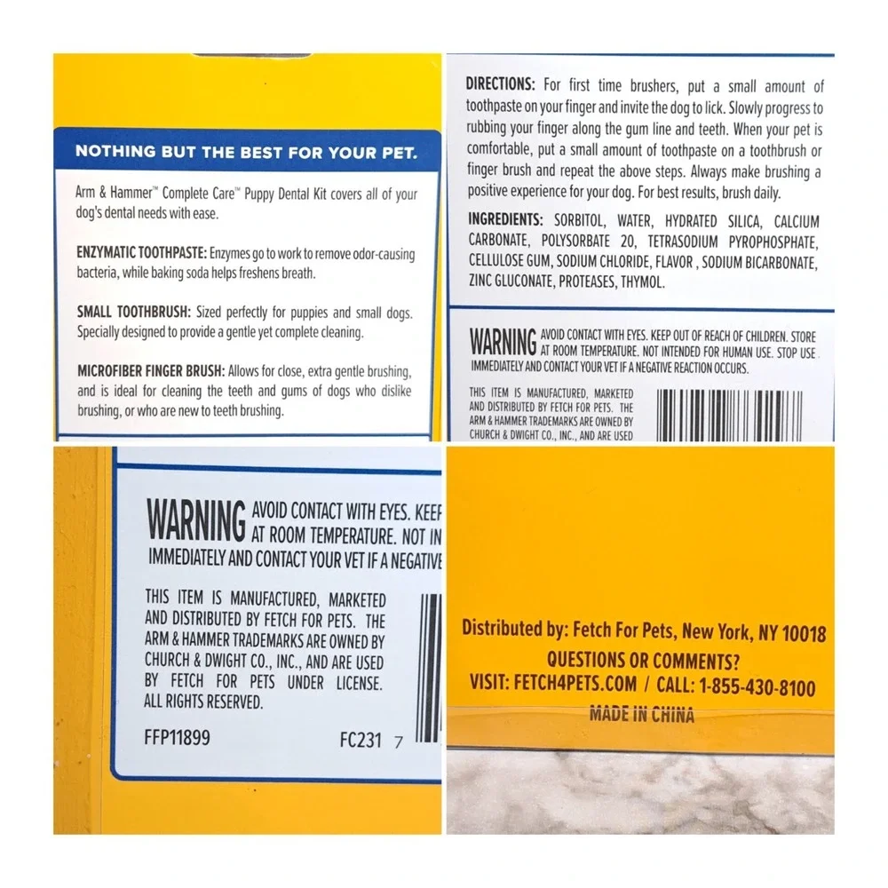 Arm & Hammer Puppy Dental Kit Enzymatic‎ Dog Toothpaste 2.5 Oz Peanut Butter